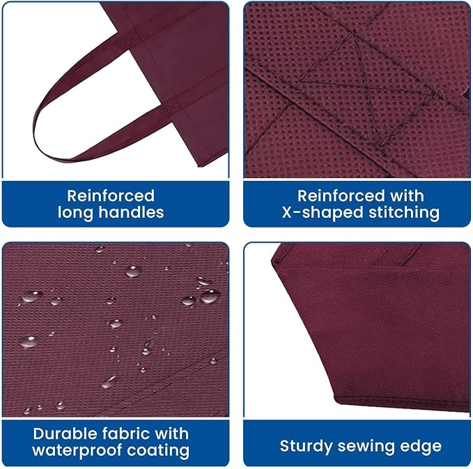 Reusable Grocery Shopping Bags 10 Pack Large Foldable Tote Bags Bulk | Eco Produce Bags with Long Handle for Shopping Groceries Clothes (New 5 Colors) - Image 7