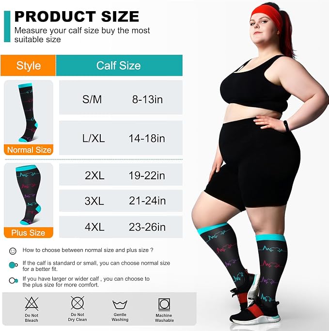 Genovega 3 Packs Wide Calf Compression Socks for Women Men Knee Hight S/M-4XL for Gifts - Image 7