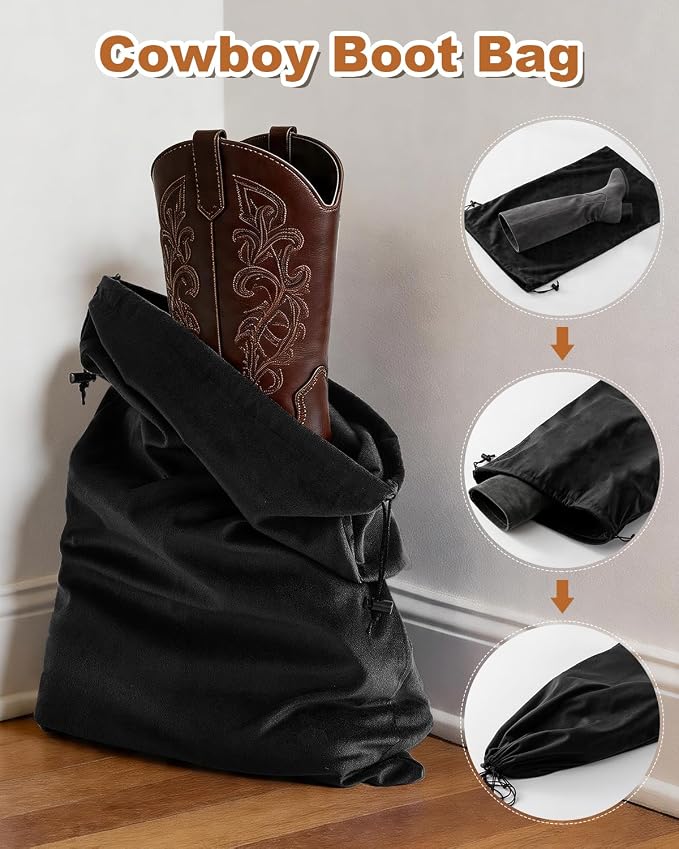 2 Pcs Shoe Bags for Travel, Large Boot Bag, Black Beauty, 21.2x13.3 Inch | Washable & Reusable Travel Shoe Bags, Dustproof Shoe Bags with Drawstring Closure, Suitable for Travel, Home Storage - Image 4