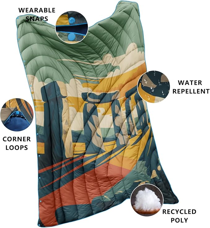 Camping Blanket,Puffy Printed Camp Blankets Lightweight Packable for Outdoor Camping,Traveling, Stadium, Hiking, Picnics - Image 3