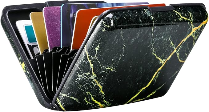 Mini RFID Aluminum Wallet Credit Cards Holder Business Card Case Metal ID Case for Men Women (Black Marble) | Mini RFID Aluminum Wallet Credit Cards Holder Business Card Case Metal ID Case for Men Women - Image 6
