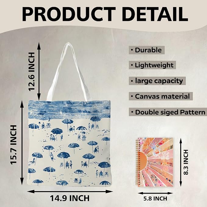 Summer Coastal Beach Canvas Tote Bag - Image 6