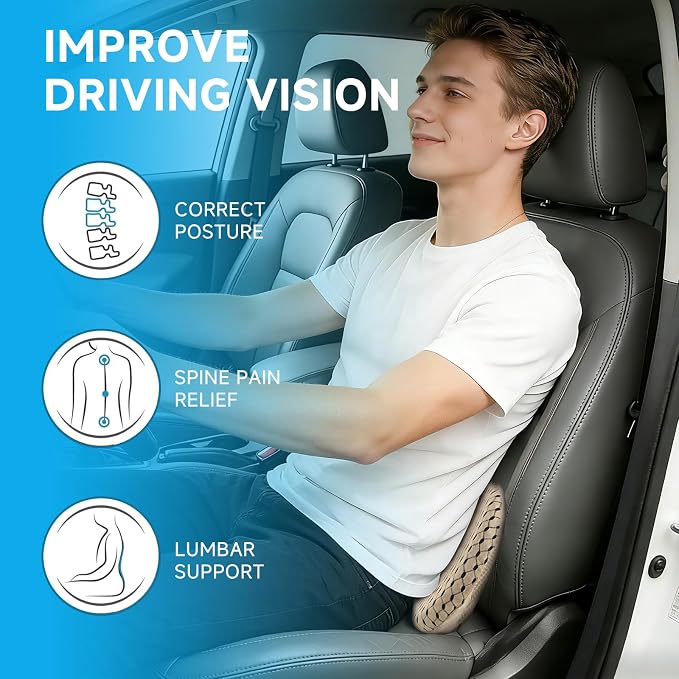 Livtribe Car Seat Cushion - Memory Foam Seat Pad for Sciatica & Lower Back Pain Relief - Driving Cushion with Breathable Mesh Cover - Road Trip Essentials for Drivers (3D Beige) - Image 6