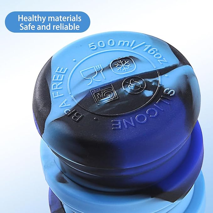 Collapsible Water Bottles Travel water bottle Sports Portable Sport Water Bottle Reusable Water Bottles comes with mountaineering Buckle 500ml silicone Water-proof camping water bottle - Image 4