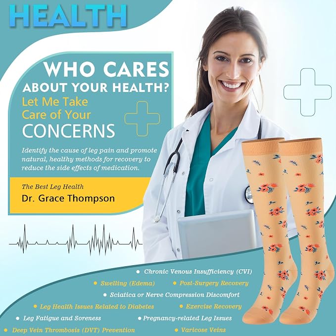 Compression Socks for Women & Men 6 Pairs | 20-30 mmHg Breathable & Moisture-Wicking Comfortable & Skin-Friendly Knee High Support Socks for Nurse, Travel, Pregnancy - Image 5