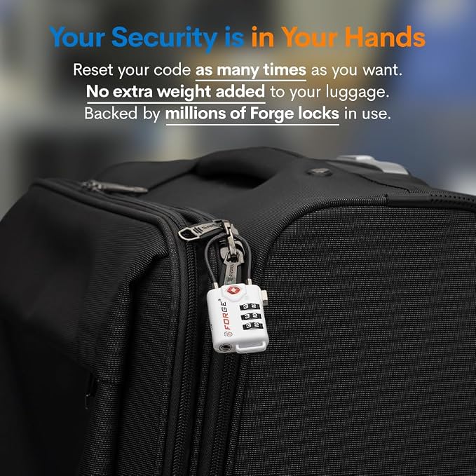 TSA Approved Cable Luggage Locks, Re-settable Combination with Alloy Body (White 4 Locks) - Image 8