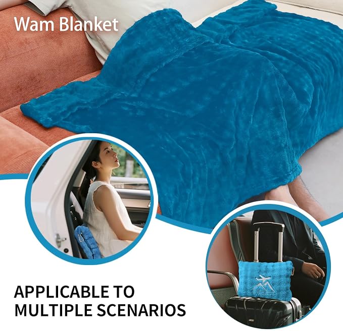 Travel Blanket and Pillow-2-in-1, Ultra-Soft&Compact, Airplane Blanket with Hand Luggage Belt and Backpack Clip,Travelers Accessories Gifts, 61x43 Inches（Green） - Image 6