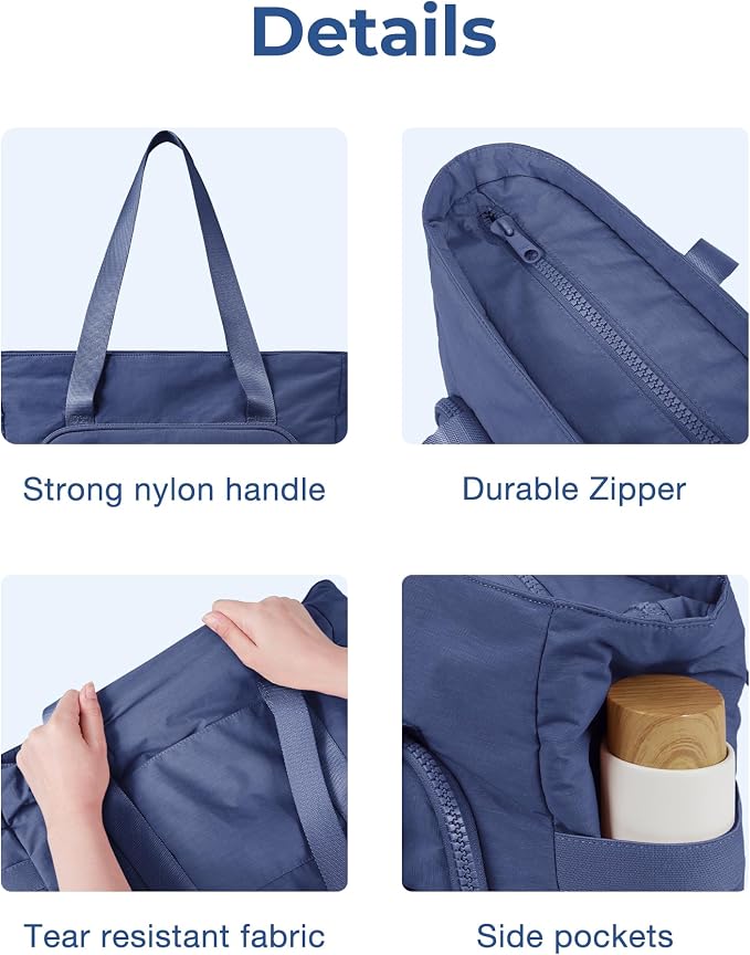 BAGSMART Tote Bag for Women, Lightweight Tote Bag with Yoga Mat Strap, Quilted Shoulder Bag Handbag for Daily, Work, Gym - Image 7