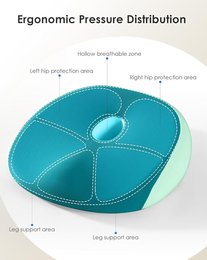 Seat Cushion, Memory Foam Cushion for Office Chair, Ergonomic Office Seat Chair Cushion for Relieving Sciatica, Soft & Breathable Car Seat Cushion - Green - Image 5