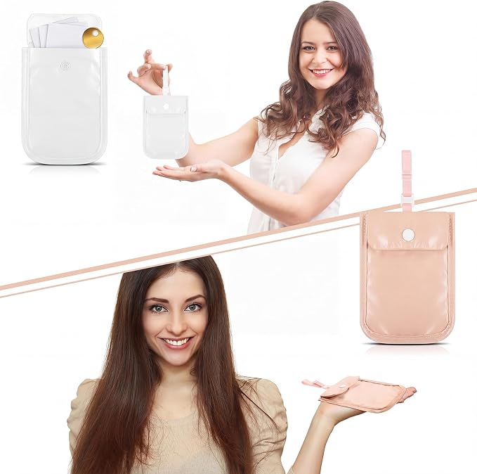 2 Pieces Travel Bra Wallet for Women Hidden Bra Wallet Pickpocket Proof Under Clothes Money Belt Pouch Secret for Passport Money Valuables(4 x 5.4 Inch,White, Pink) - Image 5