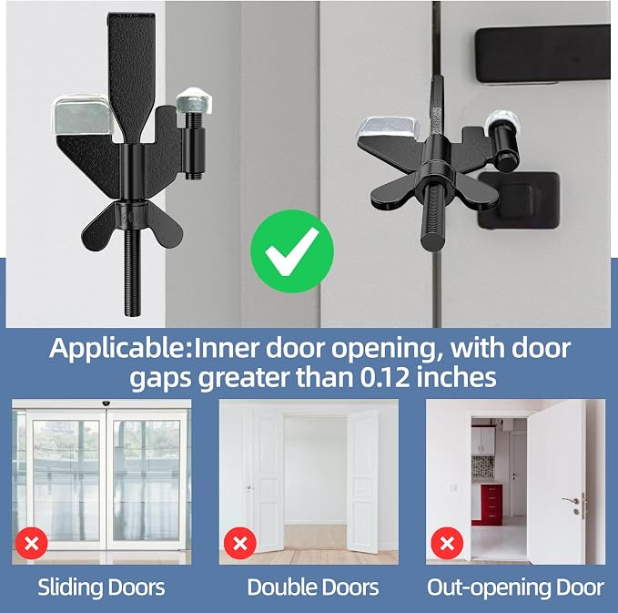 1 Pack Adjustable Portable Door Lock, Hotel Door Locks for Travelers, Prevent Unauthorized Entry, Door Stoppers Security for Travel Bedrooms Apartment Airbnb Dorm, with Silicone Caps - Image 4