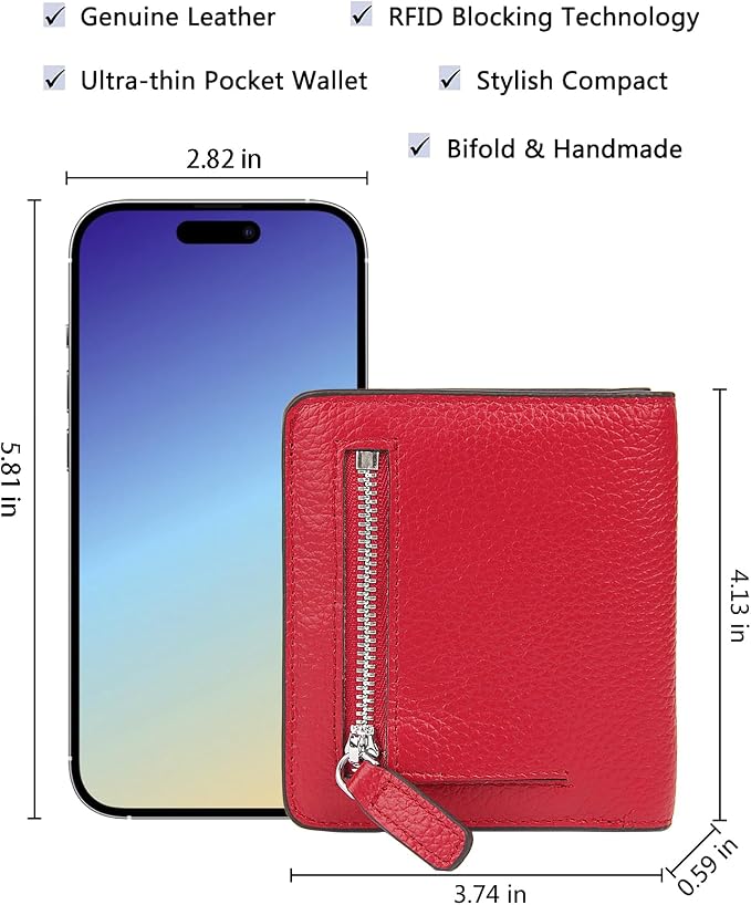 Small Leather Wallet for Women, Ladies Credit Card Holder RFID Blocking Women's Mini Bifold Pocket Purse - Image 5