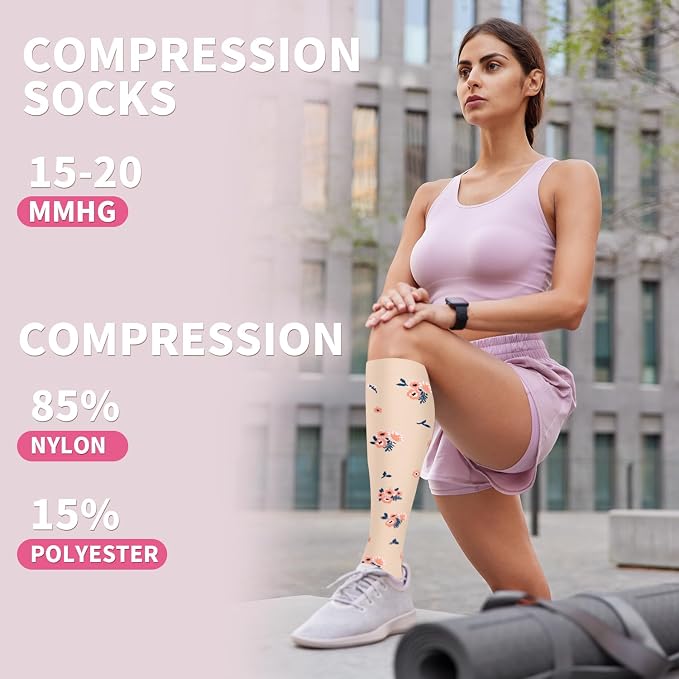 Sooverki Compression Socks for Women & Men 6 Pairs is Best Supportive Knee High Stockings for Circulation, Travel, Nurses - Image 2