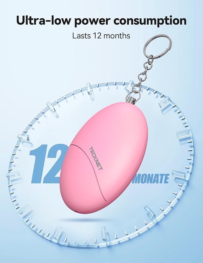 TECKNET Personal Safety Alarm Keychain 140dB Travel Safe Waterproof | IP44 Waterproof, Travel-safe, Personal Alarm Loud Siren Safety Keychain for women, girls, kids & elderly, 2-pack - Image 3