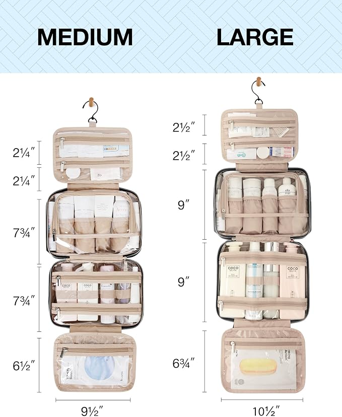 BAGSMART Toiletry Bag Hanging Travel Makeup Organizer with TSA Approved Transparent Cosmetic Bag Makeup Bag for Full Sized Toiletries, Medium-Black - Image 6