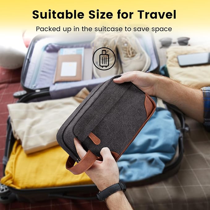 Vorspack Canvas Travel Toiletry Bag for Men, Medium, Dark Grey | Water-Resistant Travel Bag for Toiletries, Large Capacity, Organized Compartment, Suitable for Shaving, Grooming, Accessories - Image 7