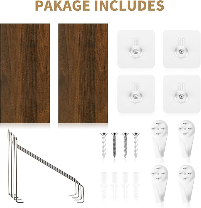 Renter Friendly Wall Shelves No Drill, 2 Pack Renter Friendly Hanging Shelves, Rustic Wood Wall Mounted Shelf for Tenant, Dormitory, Apartment, Office Worker - Image 6
