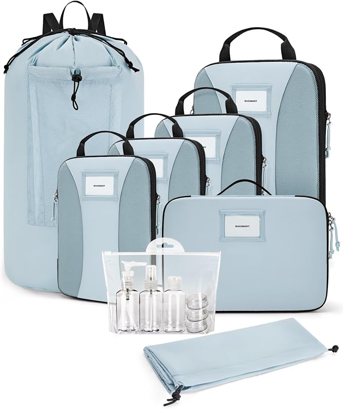 BAGSMART Compression Packing Cubes, 6 PCS Packing Cubes for Suitcases, Travel Bags Organizer for Luggage, Lightweight Packing Cube for Travel Essentials by BAGSMART