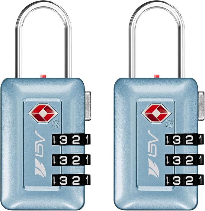 BV TSA Accepted Luggage Travel Lock, Set-Your-Own Combination Lock for School Gym Locker, Luggage Suitcase Baggage Locks, Filing Cabinets, Toolbox, Case (Arctic Blue, 2 Pack) by BV