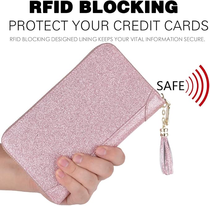 Easyoulife Credit Card Holder Wallet Womens Zipper Leather Case Purse RFID Blocking - Image 4