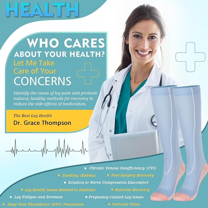 Compression Socks for Women & Men 6 Pairs | 20-30 mmHg Breathable & Moisture-Wicking Comfortable & Skin-Friendly Knee High Support Socks for Nurse, Travel, Pregnancy - Image 4