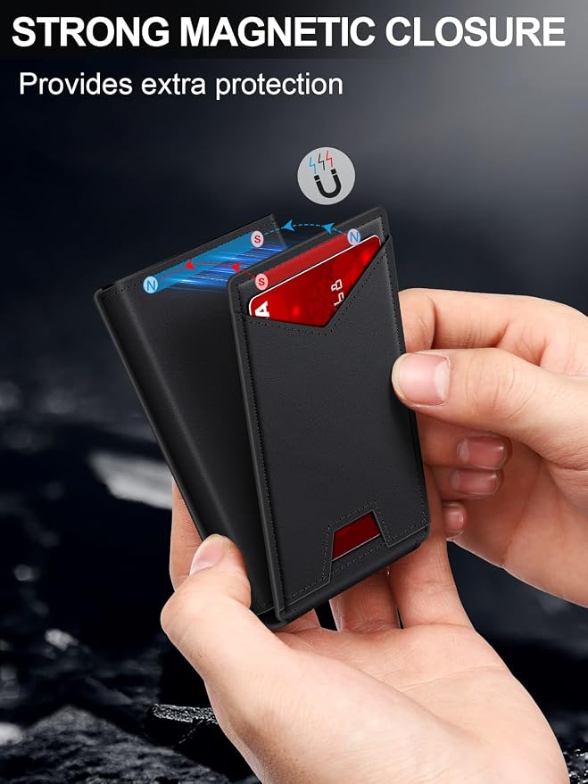 GHUKY Wallet for Men RFID Wallet with Money Clip, Slim Pop Up Card Holder for 10-12 Cards, Minimalist Smart Credit Card Case with ID Window, Bifold Metal Wallet for Front Pocket, Gifts for Men - Image 4