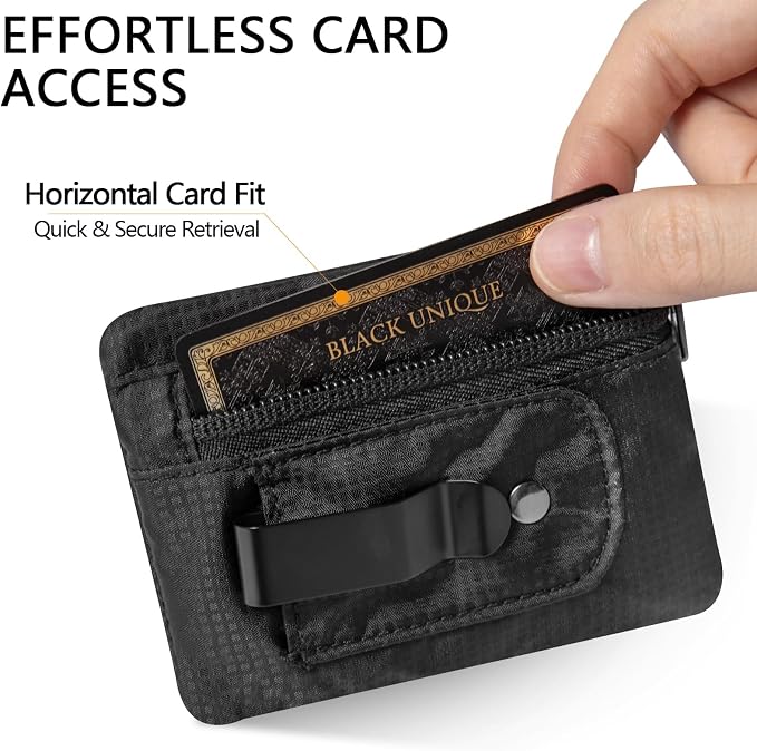 KOSMCCO RFID Blocking Clip Stash Pocket Travel Belt Wallet, Black | Compact Hidden Design, For Cards & Cash, Slim Pickpocket-Proof, Everyday Carry - Image 6