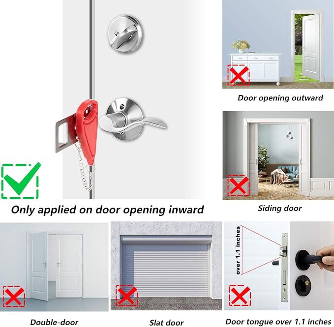 AceMining Portable Door Lock Home Security Door Locker Travel Lockdown Locks for Additional Safety and Privacy Perfect for Traveling Hotel Home Apartment College - Image 5