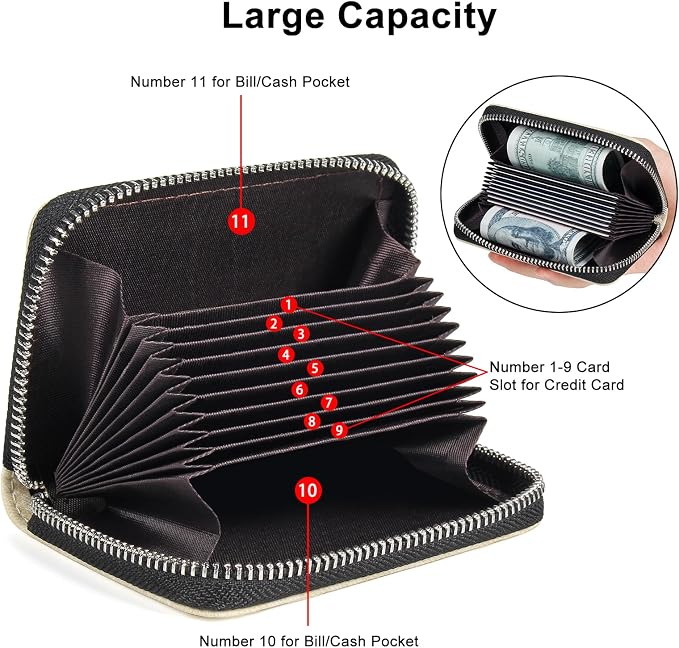 Credit Card Wallet, RFID Card Case Wallet, Zipper Card Cases Holder for Men Women, RFID Blocking, KeyChain Wallet, Compact Size Card Organizer Case for Women - Image 7