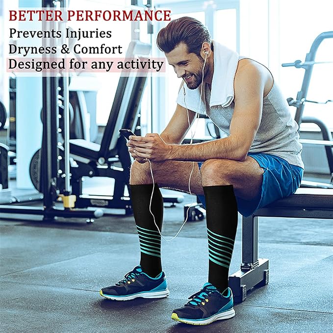 CHARMKING Compression Socks for Women & Men Circulation (8 Pairs) 15-20 mmHg Best Calf Socks Support for Athletic Cycling - Image 3