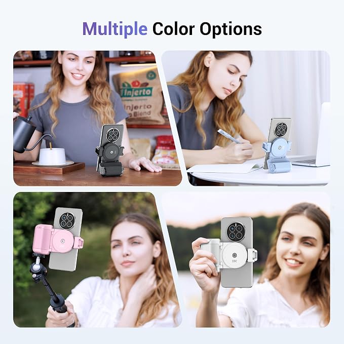 Phone Camera Grip Smartphone Photography Shooting Clip with Tripod Mount & Detachable Wireless Shutter Remote Control, Cellphone Selfie Grip Handle Stand for iPhone & Other Phone Vlog Video Black - Image 2