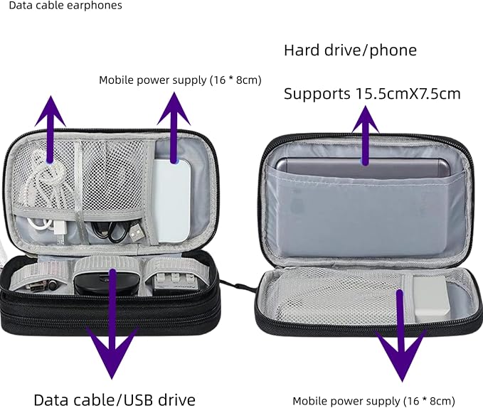 Electronic Organizer Travel Cable Accessories BagPouch Portable Waterproof Storage Bag Electronic Organizer Case for Cable, Mouse,USB Cable,Power Bank,Cord, Charger, Phone, Earphone - Image 3