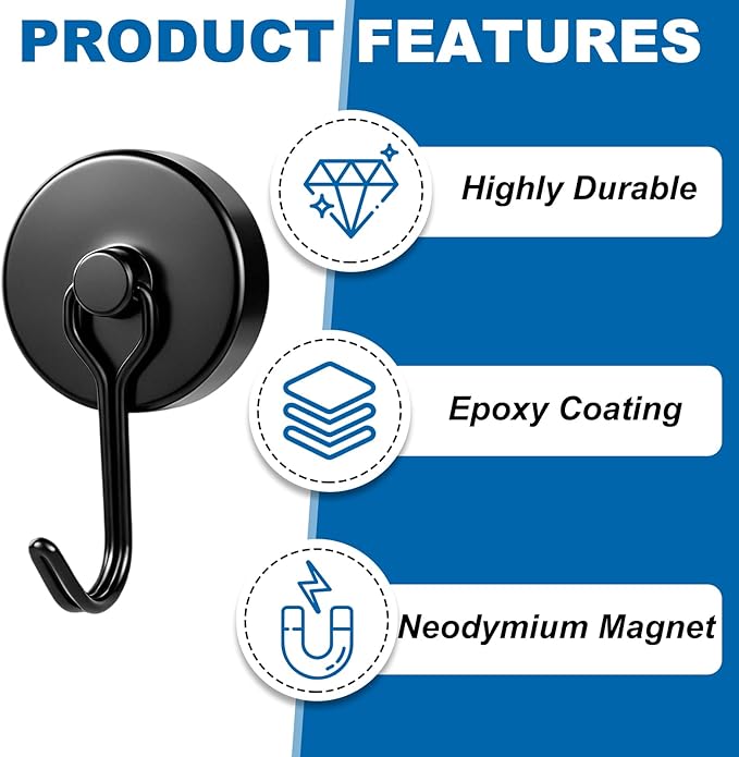 Magnetic Hooks, 120lbs Magnet Hook 2026 Cruise Essentials | Heavy Duty Strong Magnets Refrigerator Fridge Hanging for Classroom Beach Vacation Kitchen Grills Home - Image 4