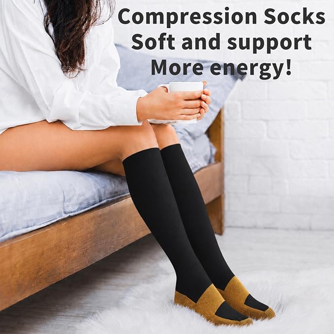COOLOVER Copper Compression Socks for Women and Men(6 Pairs)-Best Support for Running, Athletic, Travel - Image 4