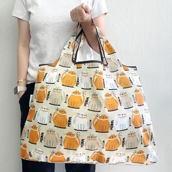 allydrew Large Foldable Tote Nylon Reusable Grocery Bags - Image 2