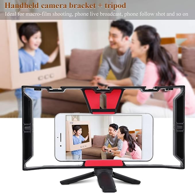 Smartphone Video Rig, Phone Video Cage Grip with Cold Shoe Mount Filmmaking Vlogging Case Phone Stabilizer Mount Phone Holder for Video Recording Handheld Stabilizer for Videomaker Videographer - Image 5