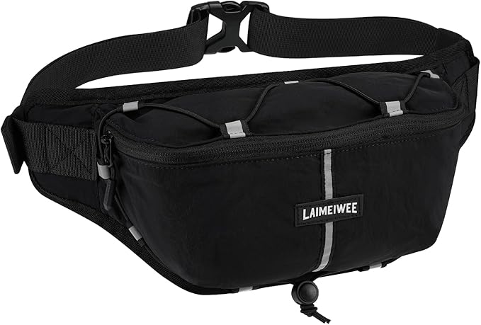 Fanny Pack for Women Men, Water-Resistant Travel Waist Pack with RFID Blocking, Wide Opening Crossbody Belt Bag for Phone, Passport, Small Hip Pack for Running, Hiking, Workout（Black） by LighttoGoFreetoRoam