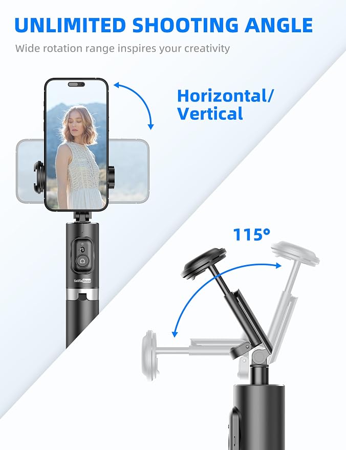 72" Cell Phone Selfie Stick Tripod, Aluminum Selfie Stick All-in-1 with Integrated Remote, Extendable Travel Smartphone Tripod Stand Compatible with iPhone 17/16/15/14/13/Android - Image 6