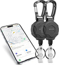 Retractable Key Finder, Works with Apple Find My Tracker, Black 2Packs | Works with Apple Find My iOS tracker with 80dB alert,heavy-duty 32" stainless steel cord supporting 20 keys,secure carabiner. by NVQKeyFinder