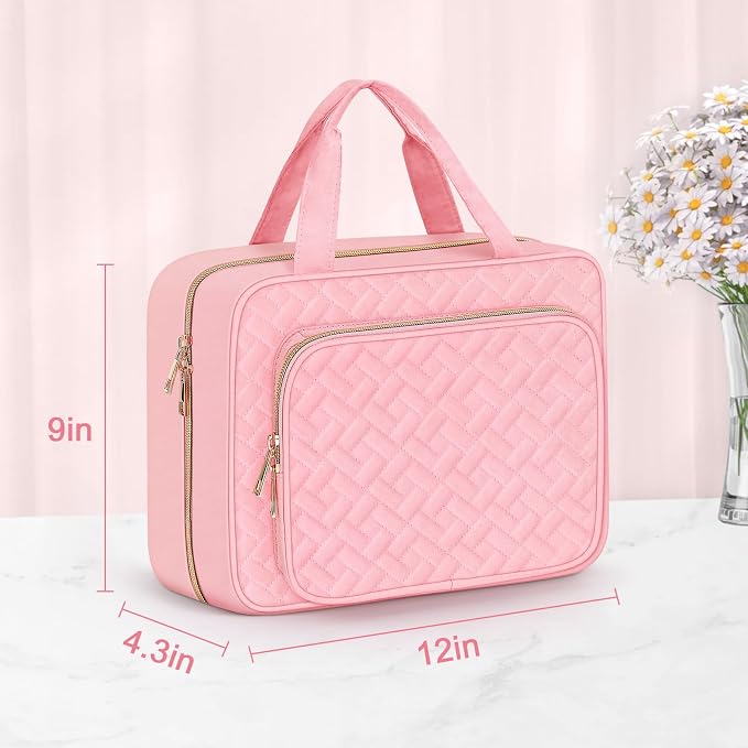 Toiletry Bag for Women, Large Cosmetic Travel Bag, Hanging Toiletry Bag for Bathroom, Thickened PVC Waterproof Travel Makeup Bag, Toiletries Bag for Travel Business Trips and Camping, Pink - Image 6