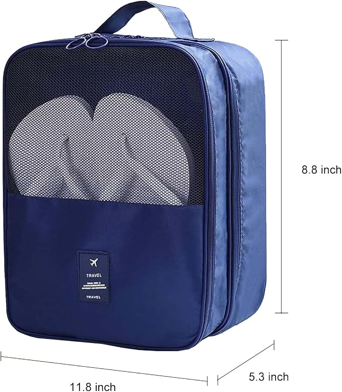 Shoe Bags - Holds 3 Pair of Shoes, Travel Essentials for Flying Carry On Luggage - Blue - Image 7
