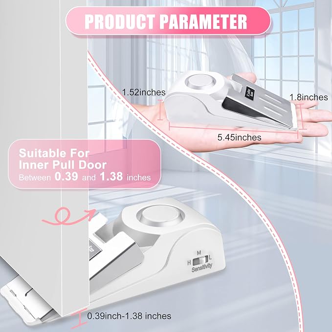 4 Pack Portable Door Lock, Hotel Travel Door Lock Security for Home, Pink | Hotel Safety Device for Door Security, Portable Lock for Hotel Room, Apartment, College Dorm and Travel, Pink - Image 5