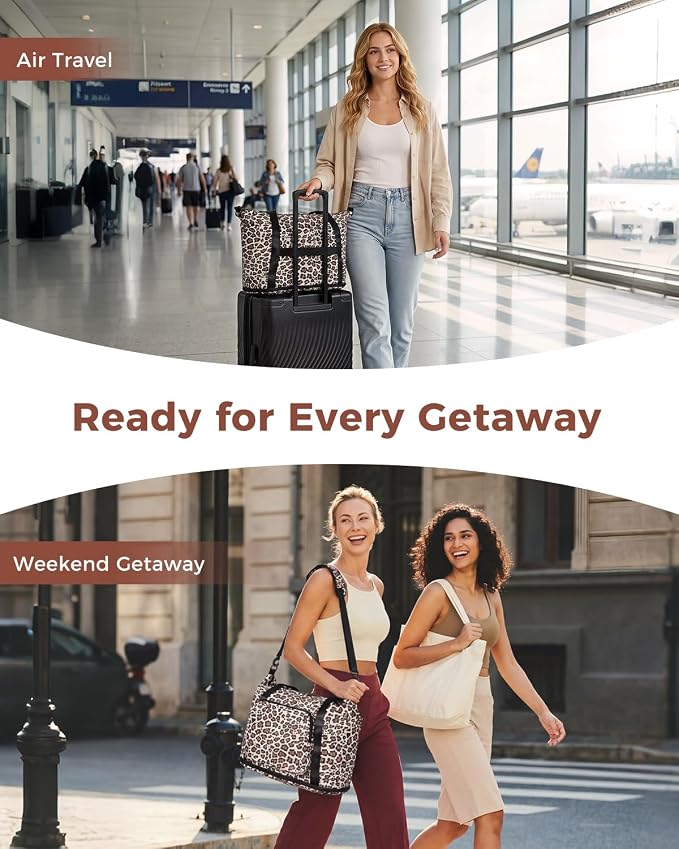 WANDF Foldable Expandable Personal Item Travel Bag for Women Carry On | 18x14x8 inches, Frontier Airline Underseat Fit, Weekend Getaways - Image 2