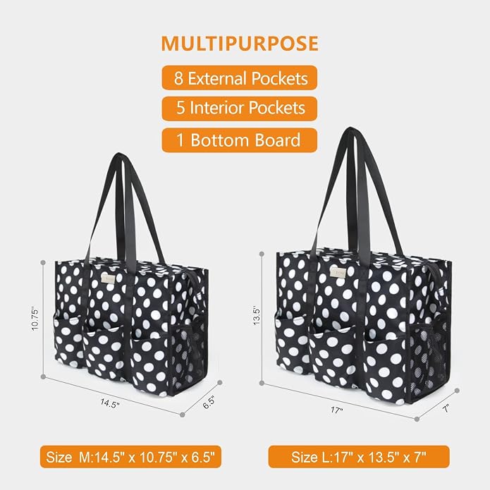 TOPDesign Utility Water Resistant Tote Bag with 13 Pockets, Top Zipper Closure & Thick Bottom Support, for Working Women - Image 2