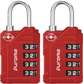 Puroma TSA Approved Luggage Locks, 2 Pack 4 Digit Resettable Travel Combination Code Lock with Zinc Alloy Body for Suitcase, Backpack, Laptop Bag, Gym Locker, Toolbox (Red) by Puroma