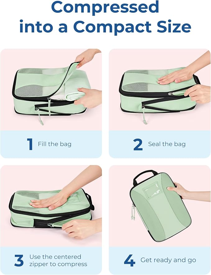 BAGSMART Compression Packing Cubes, 6 PCS Packing Cubes for Suitcases, Travel Bags Organizer for Luggage, Lightweight Packing Cube for Travel Essentials - Image 5