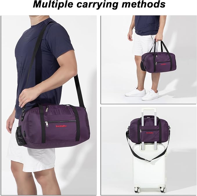 17x10x9 United Airline Personal Item Under Seat Duffel Bag With Free Pillow And USB Port (Purple) - Image 5