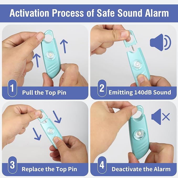 Safe Sound Personal Alarm, 2 Pack 140db Siren, Strobe Light Key Chain, Safety Devices for Women, Men, Children, Elderly - Image 5