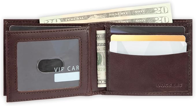 Dockers Men's Bifold Leather Wallet - Thin Slimfold RFID Blocking Security Smart Extra Capacity - Image 6