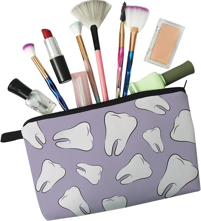 Livel lhood Tooth Dental Cute Small Makeup Bag | Printed Padded Cosmetic Organizer Zipper Pouch, Tooth Dental Gift for Women Friends - Image 5
